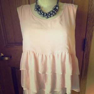 Pink Tiered Tank with Zipper Back